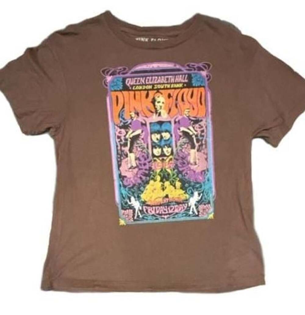 Pink Floyd Queen Elizabeth Hall Graphic T-Shirt Size S Brown Cotton